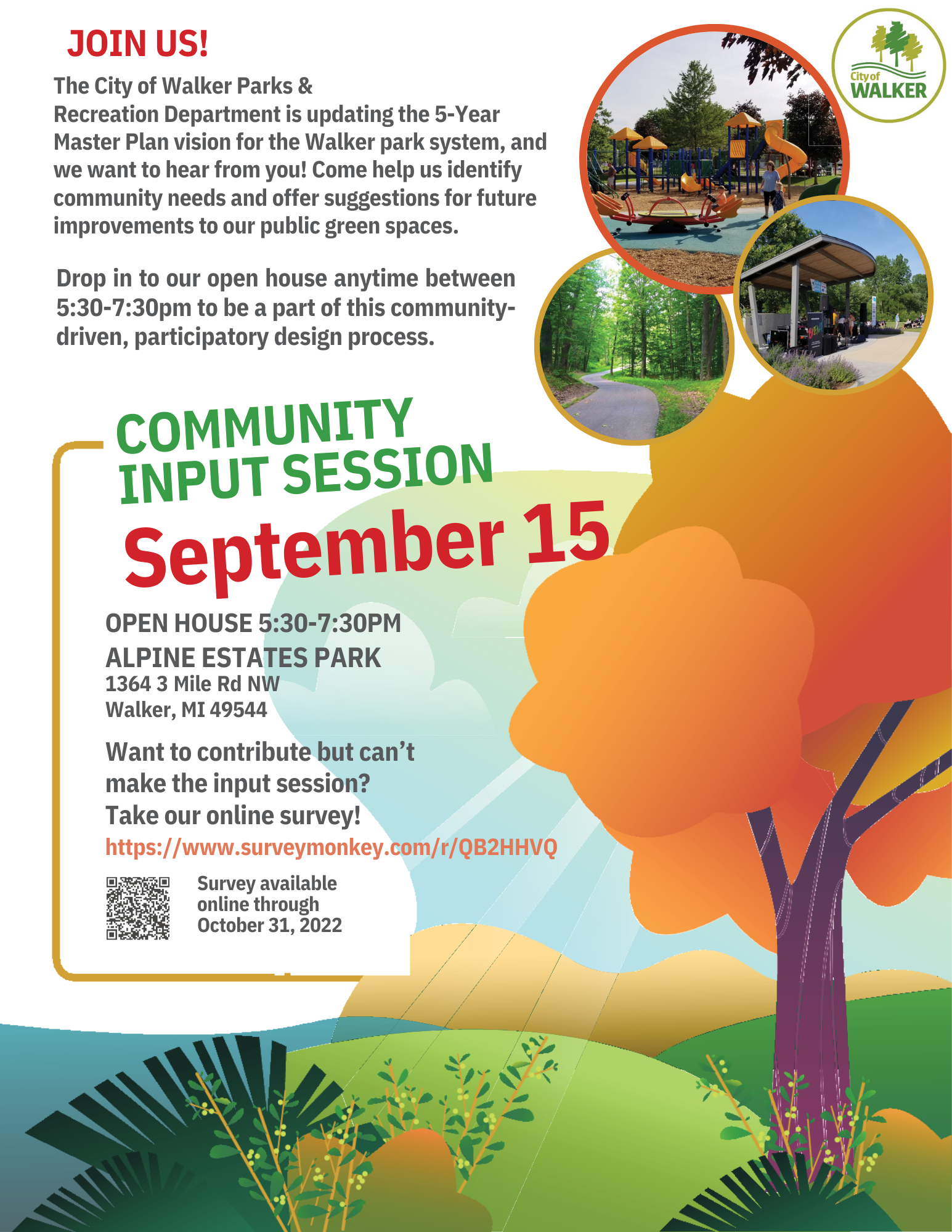 Poster with cartoon images of a park